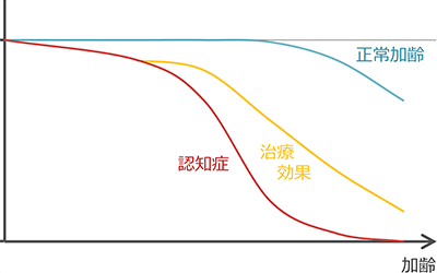 年月とともに衰える認知機能の推移のシェーマ1